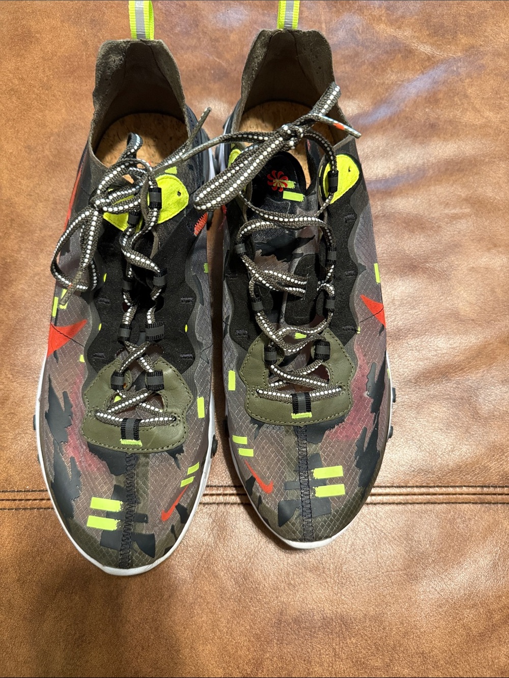 Nike React Men's Olive Green Camo Athletic Sneakers